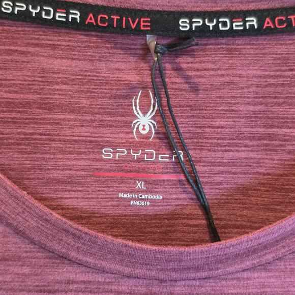 Spyder Active Shirt Long Sleeve Tee Womens Sz XL Red Heather Athletic - Picture 3 of 14